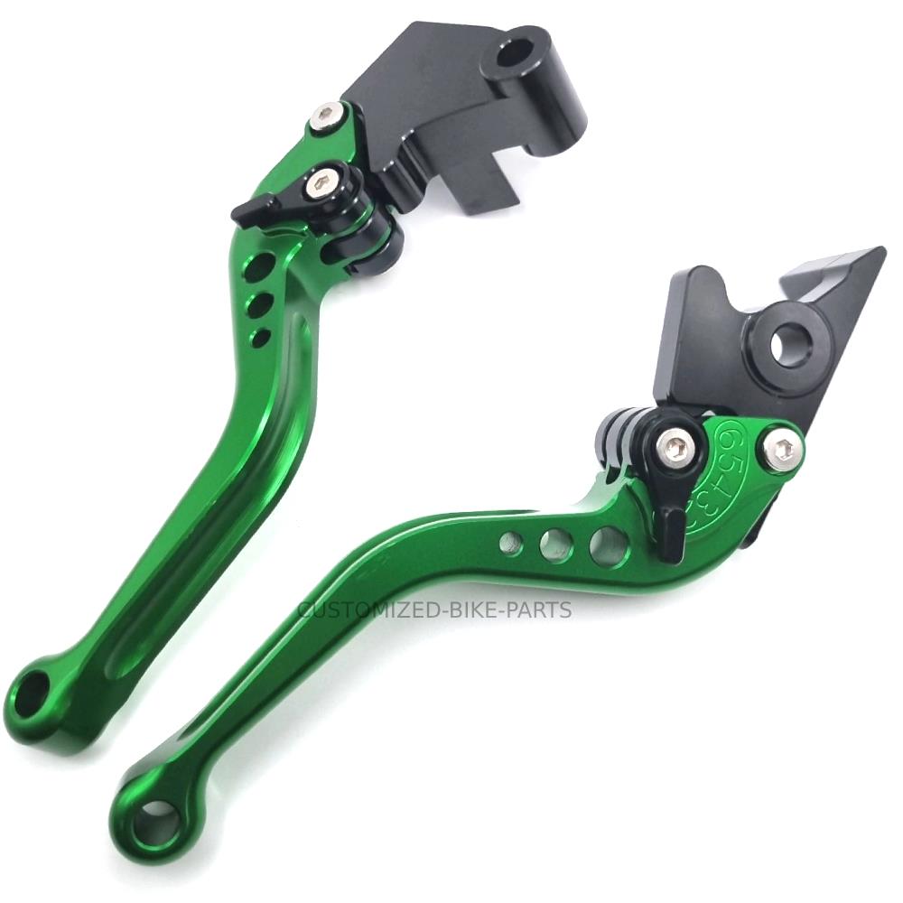 Short Green Clutch & Brake Levers For Kawasaki Z250SL 2016-2017