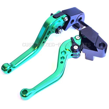 Short Green Adjustable Brake & Clutch Lever Set Kawasaki Z1000 / R 2017-2019