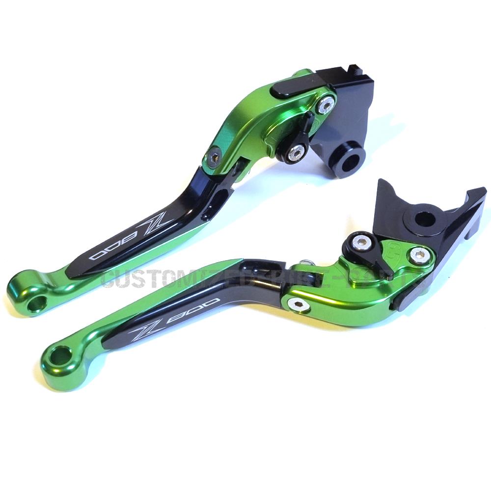 Kawasaki Z800 2013-2018 Adjustable Clutch Brake Lever Set - Black / Green