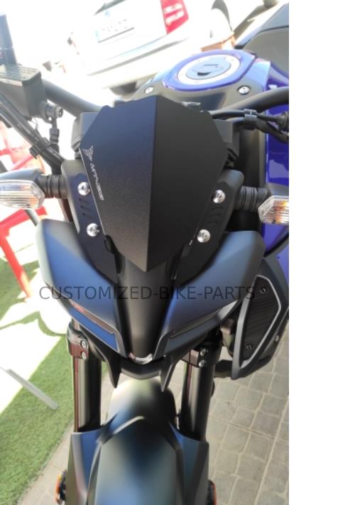 Black Aluminium Small Windscreen Windshield Screen Yamaha MT-125 2020-2023