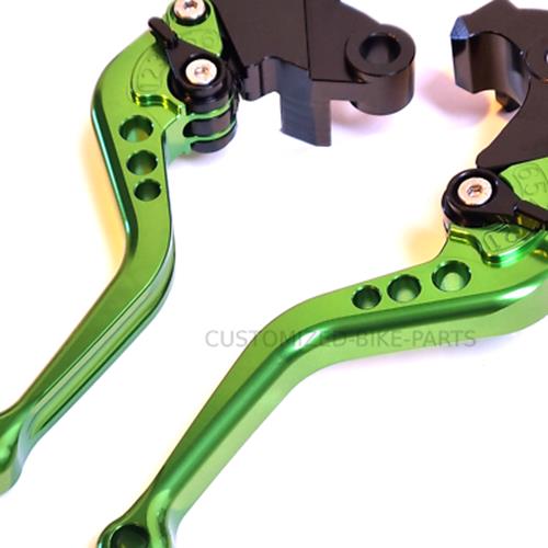 Short Green Clutch & Brake Levers For Kawasaki Z750R 2011-2012