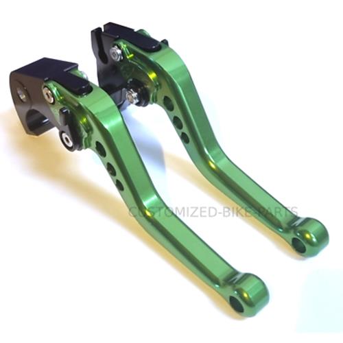 Short Green Clutch & Brake Levers For Kawasaki Z750R 2011-2012