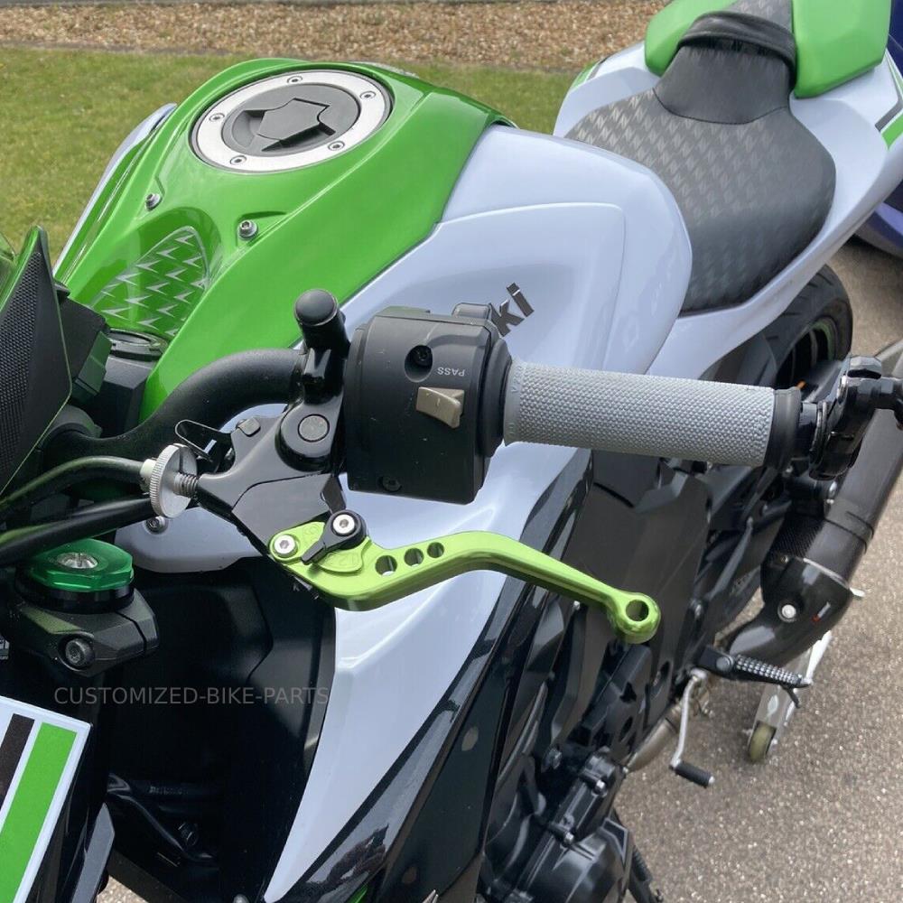 Short Green Clutch & Brake Levers For Kawasaki Z1000 2007-2016