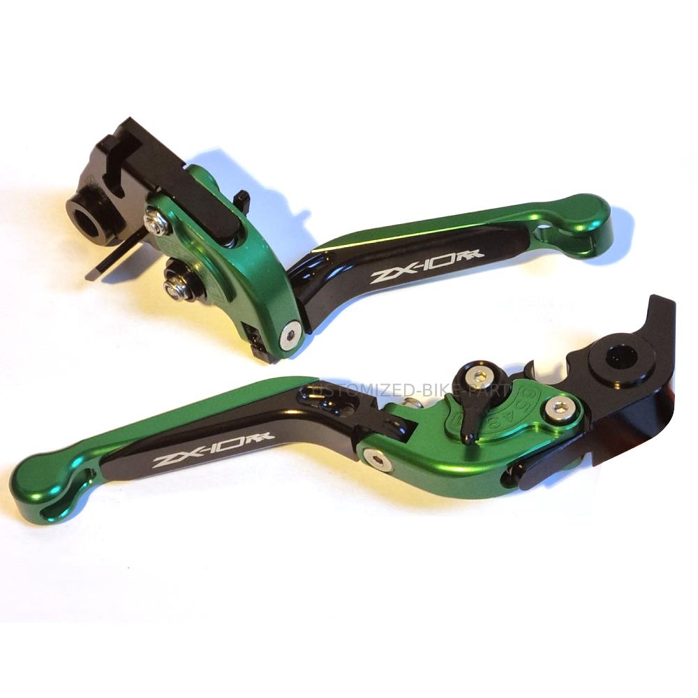 Adjustable Clutch Brake Lever Set Green / Black - Kawasaki ZX-10RR KRT/SE 16-20