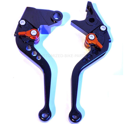 Engraved Short Black Clutch & Brake Levers - Kawasaki Z1000 2003-2006