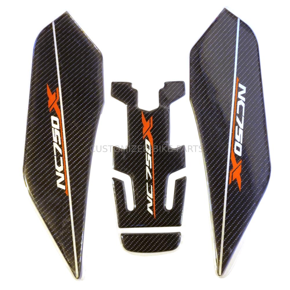 3PC Black Traction Decal Sticker Tank Pads Protectors - Honda NC750X 2014-2023