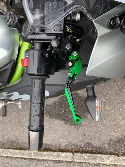 Green Adjustable Clutch Brake Lever Set For Kawasaki Ninja 125 / Z125 2019-2023