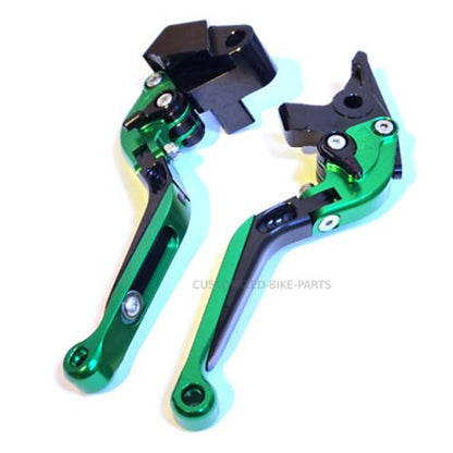 Green / Black Adjustable Clutch Brake Lever Set Kawasaki ER-6F / EX-6 2009-2016