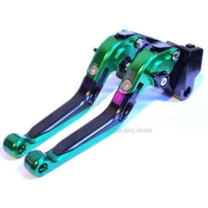 Green / Black Adjustable Clutch Brake Lever Set Kawasaki ER-6F / EX-6 2009-2016