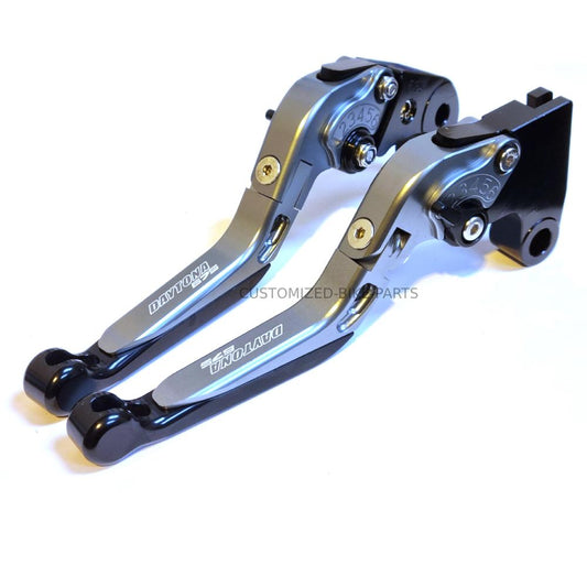 Titanium / Black Adjustable Clutch Brake Levers - Triumph Daytona 675 2006-2017