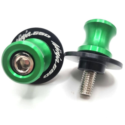 Green Motorcycle Paddock Stand Spool Bobbins - Kawasaki Ninja 650 2017-2024