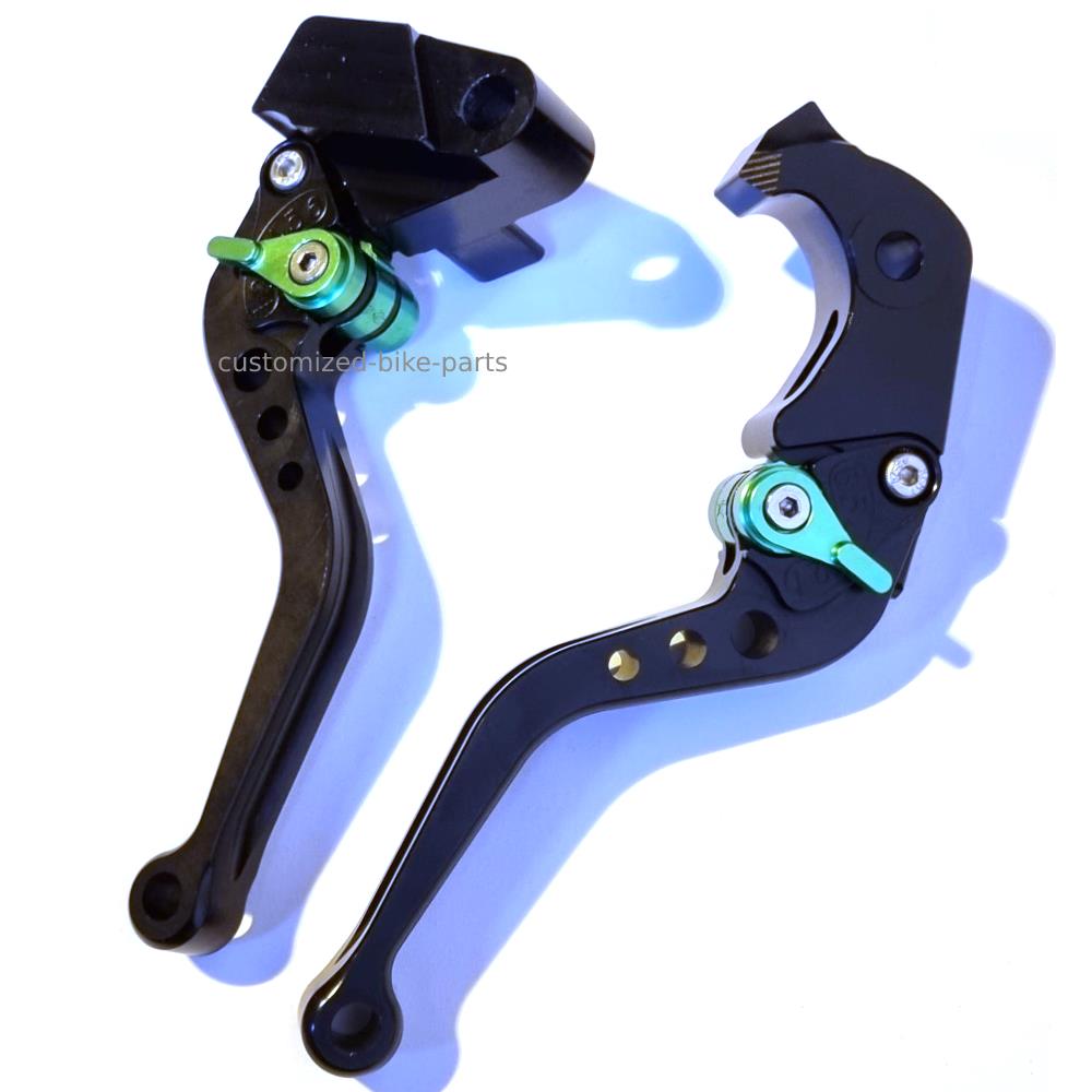 Short Black Green Brake & Clutch Levers Set Kawasaki ZX6R / 636 2007-2018