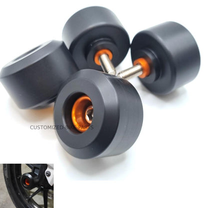 Front & Rear Set Axle Crash Protection Bobbin Sliders - KTM Duke 125, 200, 390