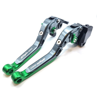 Green / Titanium Clutch & Brake Levers For Kawasaki ER-6N Ninja 650R 2009-2016