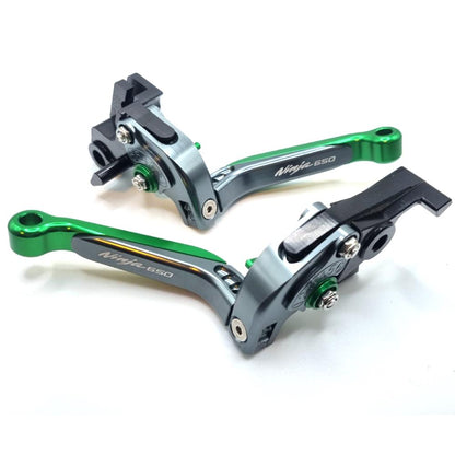 Green / Titanium Clutch & Brake Levers For Kawasaki ER-6N Ninja 650R 2009-2016