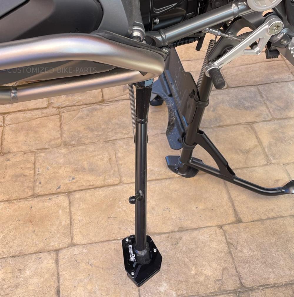 Black Side Stand Kickstand Shoe Extender - BMW R1250 GSA Adventure 2018-2023