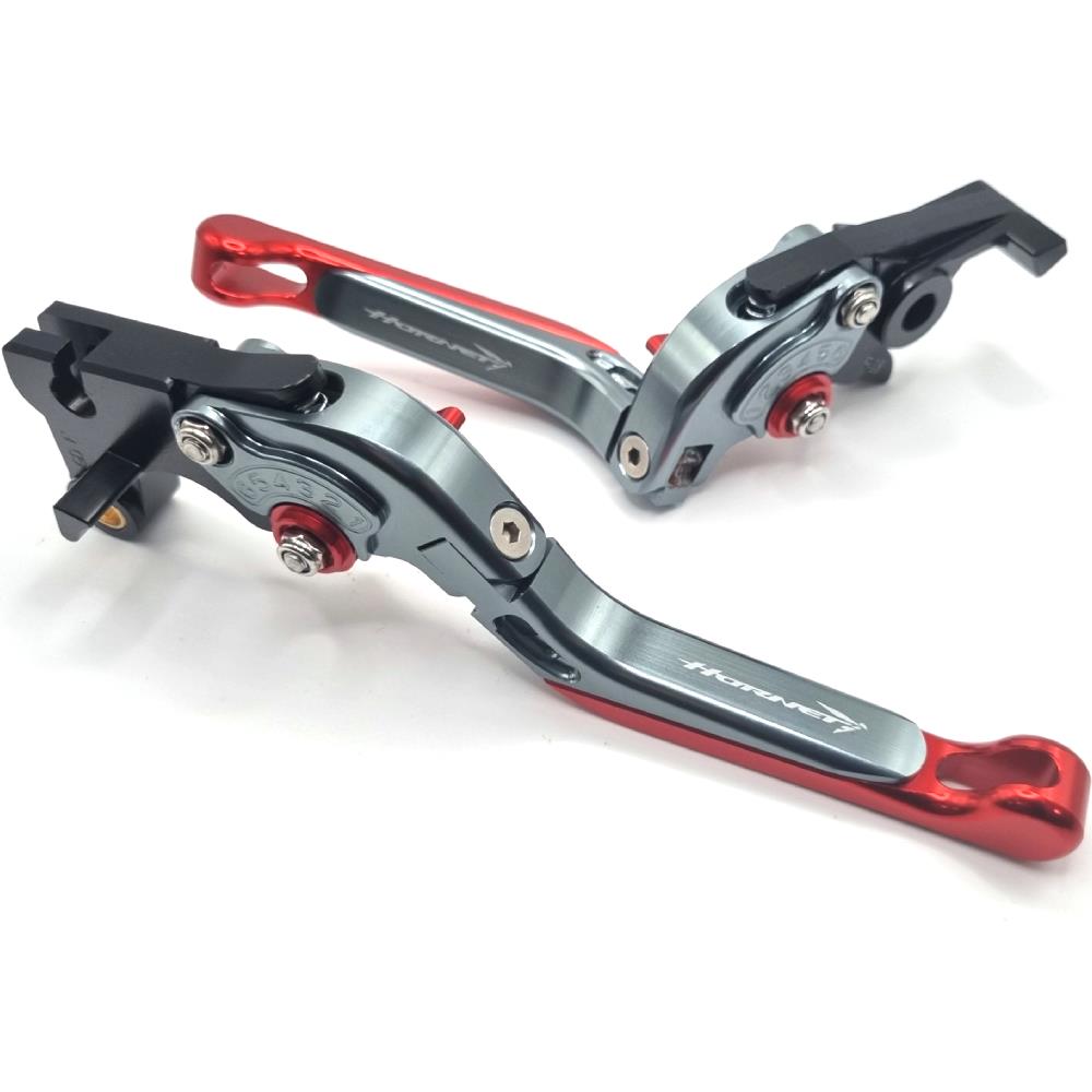 Titanium / Red Adjustable Clutch & Brake Lever Set For HONDA CB750 HORNET 2023-