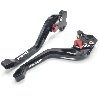 BLACK SHORT ADJUSTABLE BRAKE & CLUTCH LEVER SET - DUCATI SCRAMBLER 400 / 800