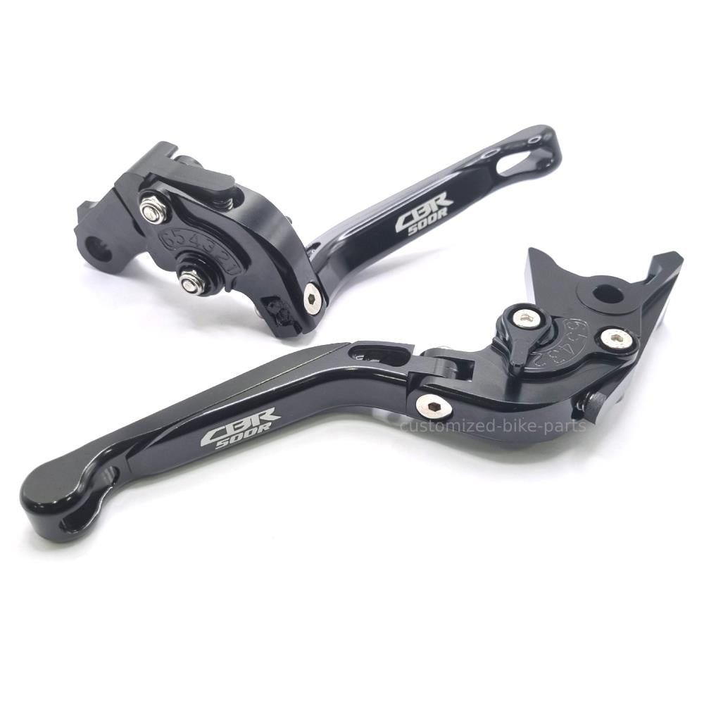 BLACK/BLACK ADJUSTABLE BRAKE CLUTCH LEVERS SET - Honda CBR500R 2022-2024